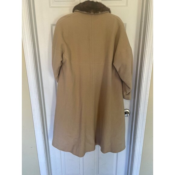 Vintage 50's Hochschild, Kohn Camel Fur Collar 3/4 Sleeve Overcoat Medium - Picture 5 of 14